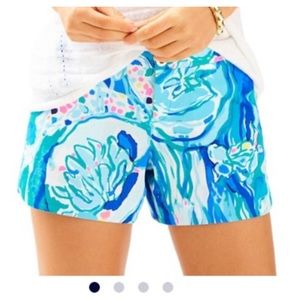 Lilly Pulitzer Adie 4” Shorts Aquatic Garden Koi Fish Print Size 00